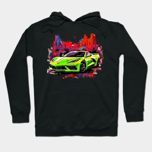 C8 Corvette Sports car supercar race car green for boys men Hoodie